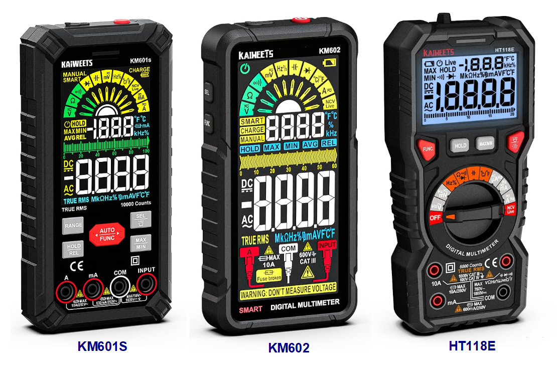 comparativa multímetros Kaiweets KM601S KM602 HT118E