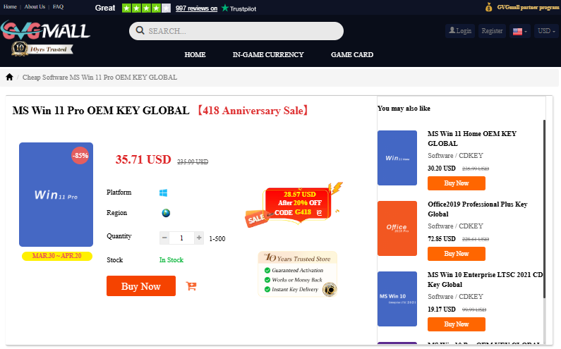 clave Windows 11 Pro precio GVGMall