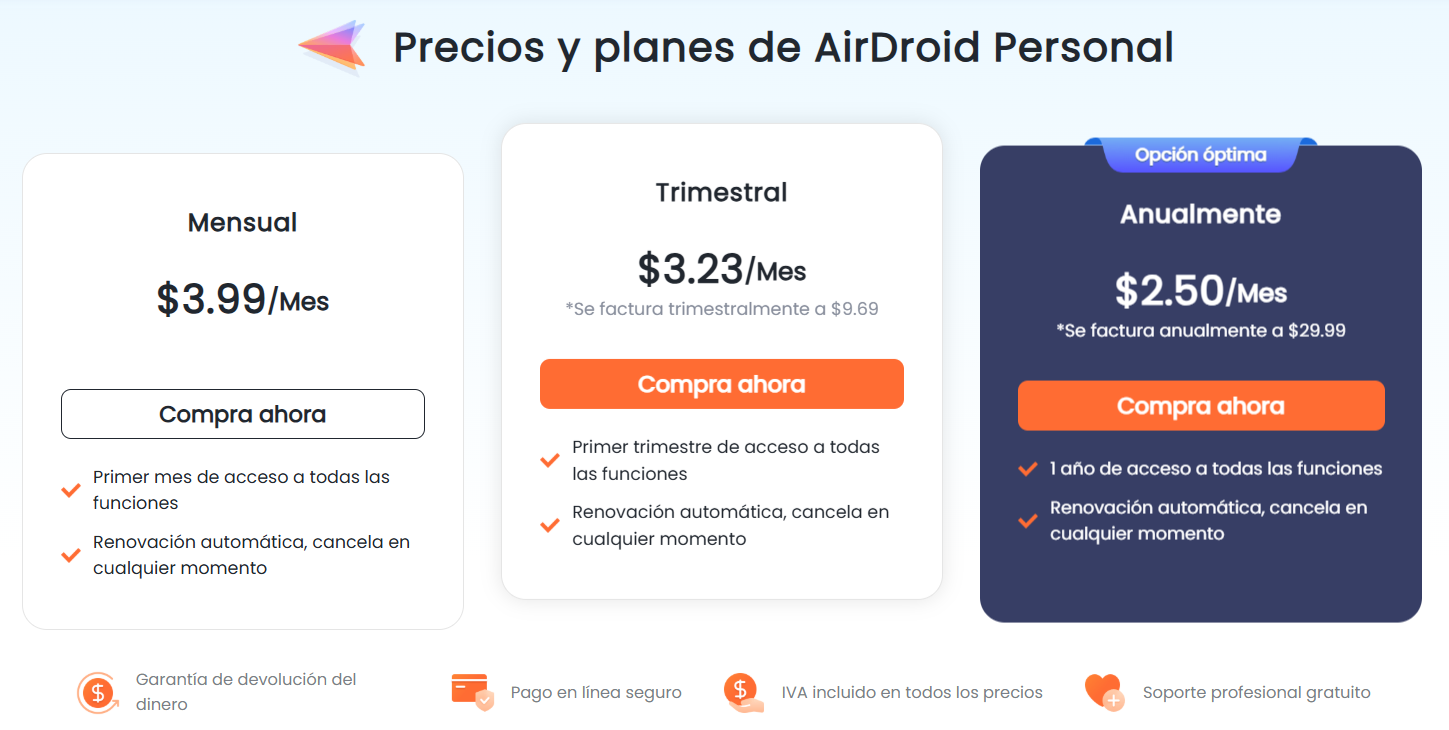 precios AirDroid planes suscripción